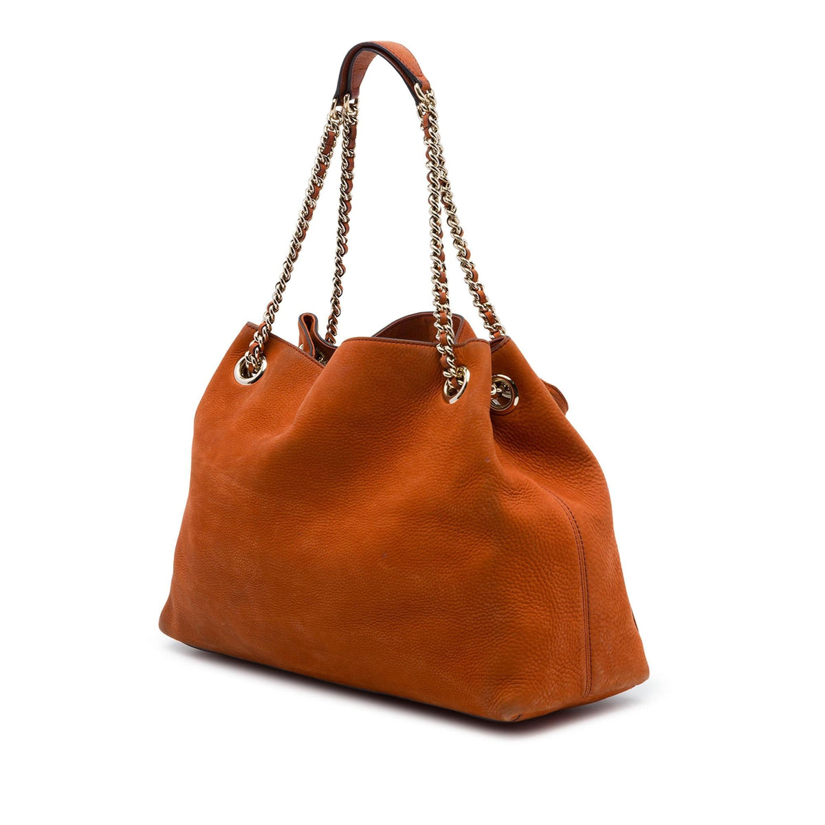 Gucci Medium Nubuck Leather Soho Chain Tote Bag - Orange