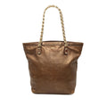 Gucci Metallic Calfskin Capri Chain Tote Bag - Brown