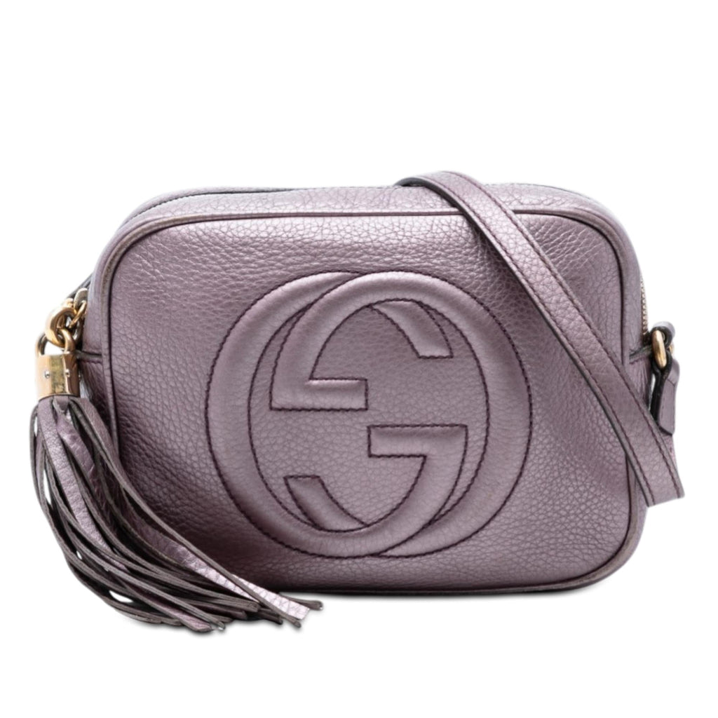 Gucci Metallic Leather Soho Disco Crossbody Bag - Purple
