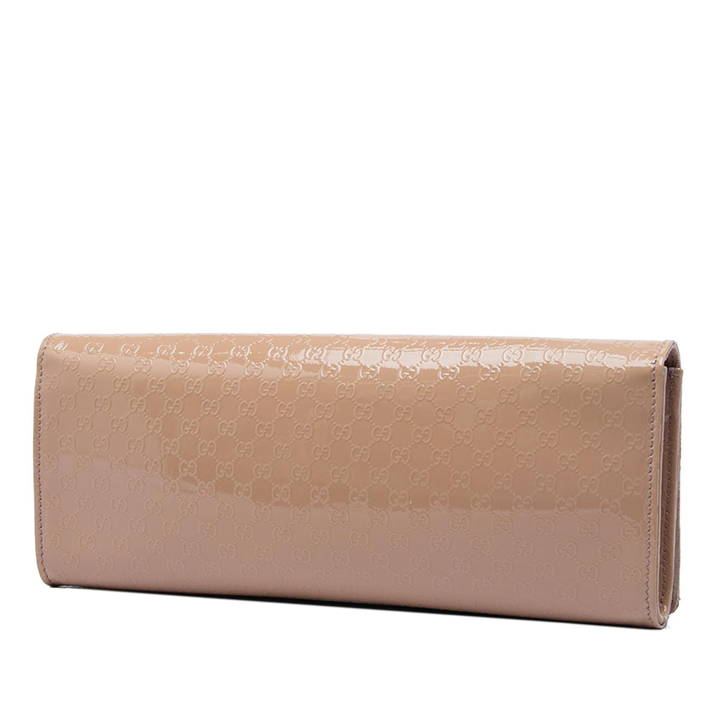 Gucci Microguccissima Patent Broadway Clutch - Brown