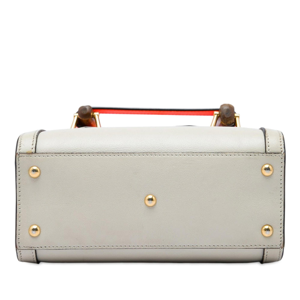 Gucci Mini Calfskin Bamboo Diana Satchel - White