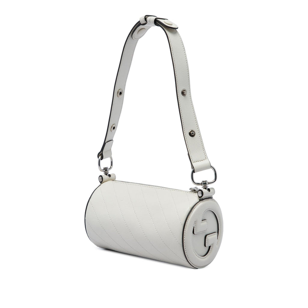 Gucci Mini Calfskin Blondie Barrel Shoulder Bag - White
