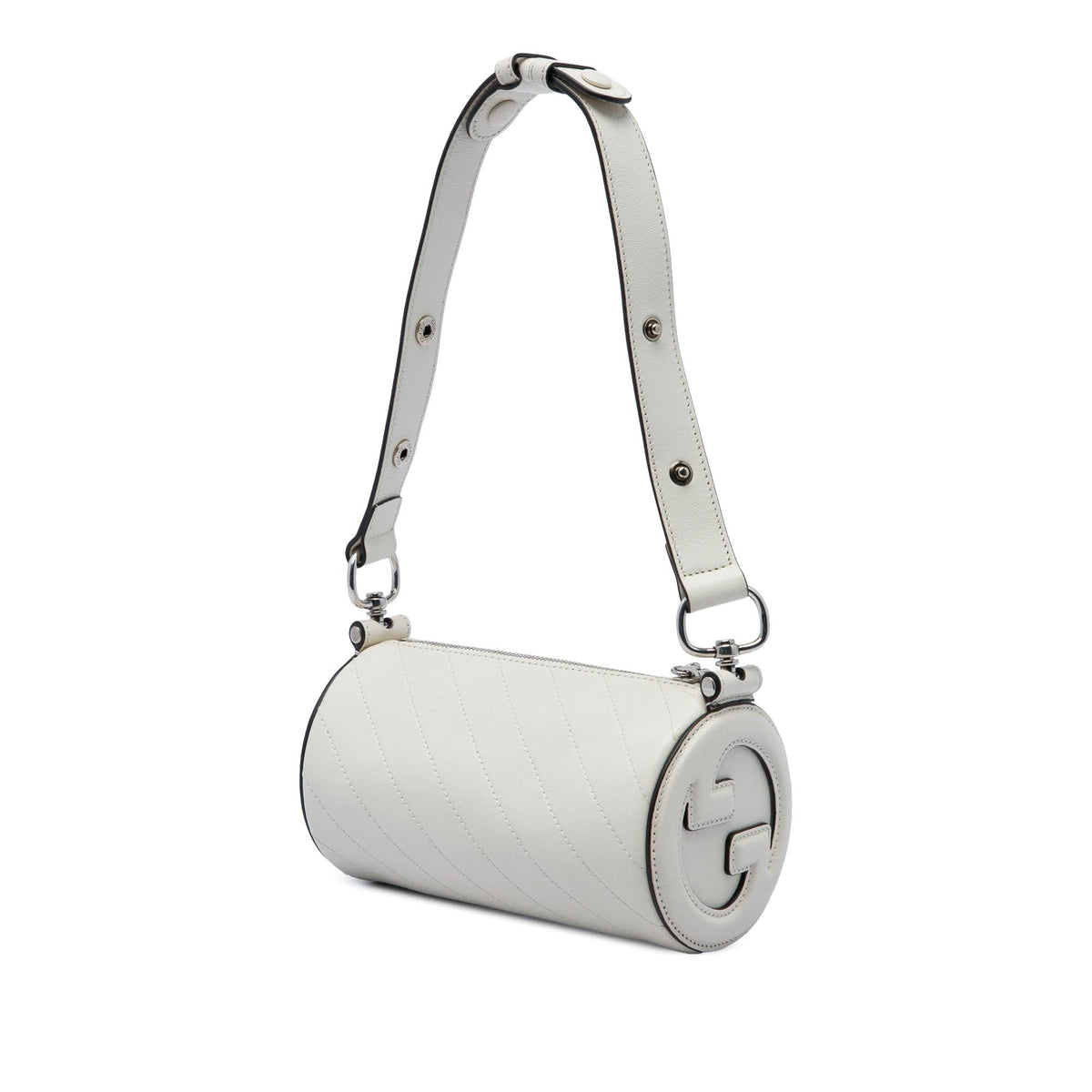 Gucci Mini Calfskin Blondie Barrel Shoulder Bag - White