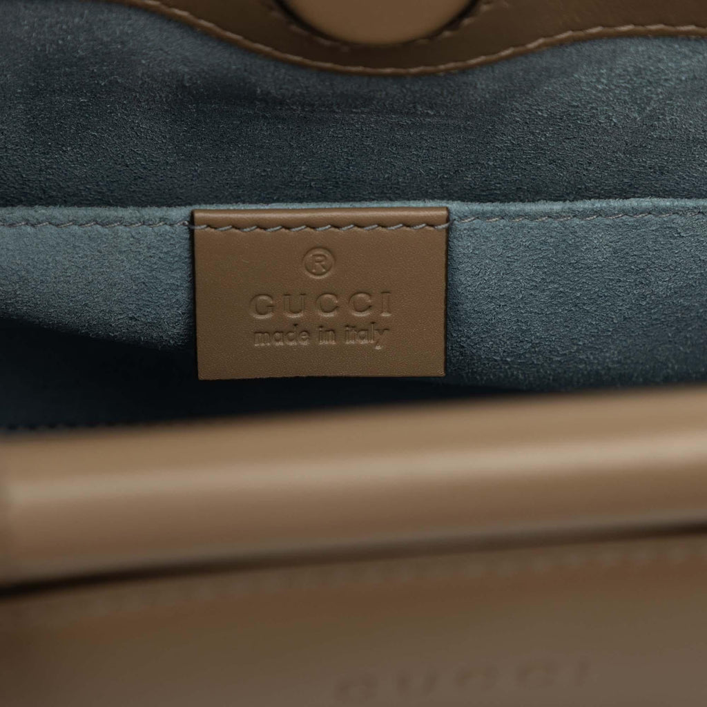Gucci Mini Calfskin Web Bamboo Nymphaea Satchel - Brown