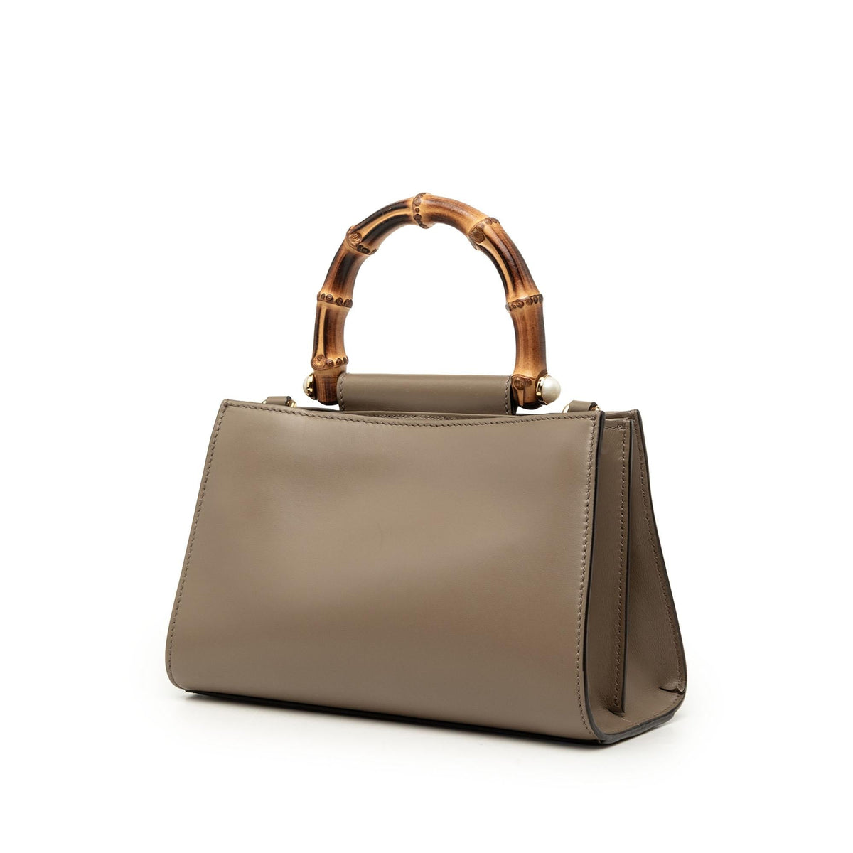 Gucci Mini Calfskin Web Bamboo Nymphaea Satchel - Brown