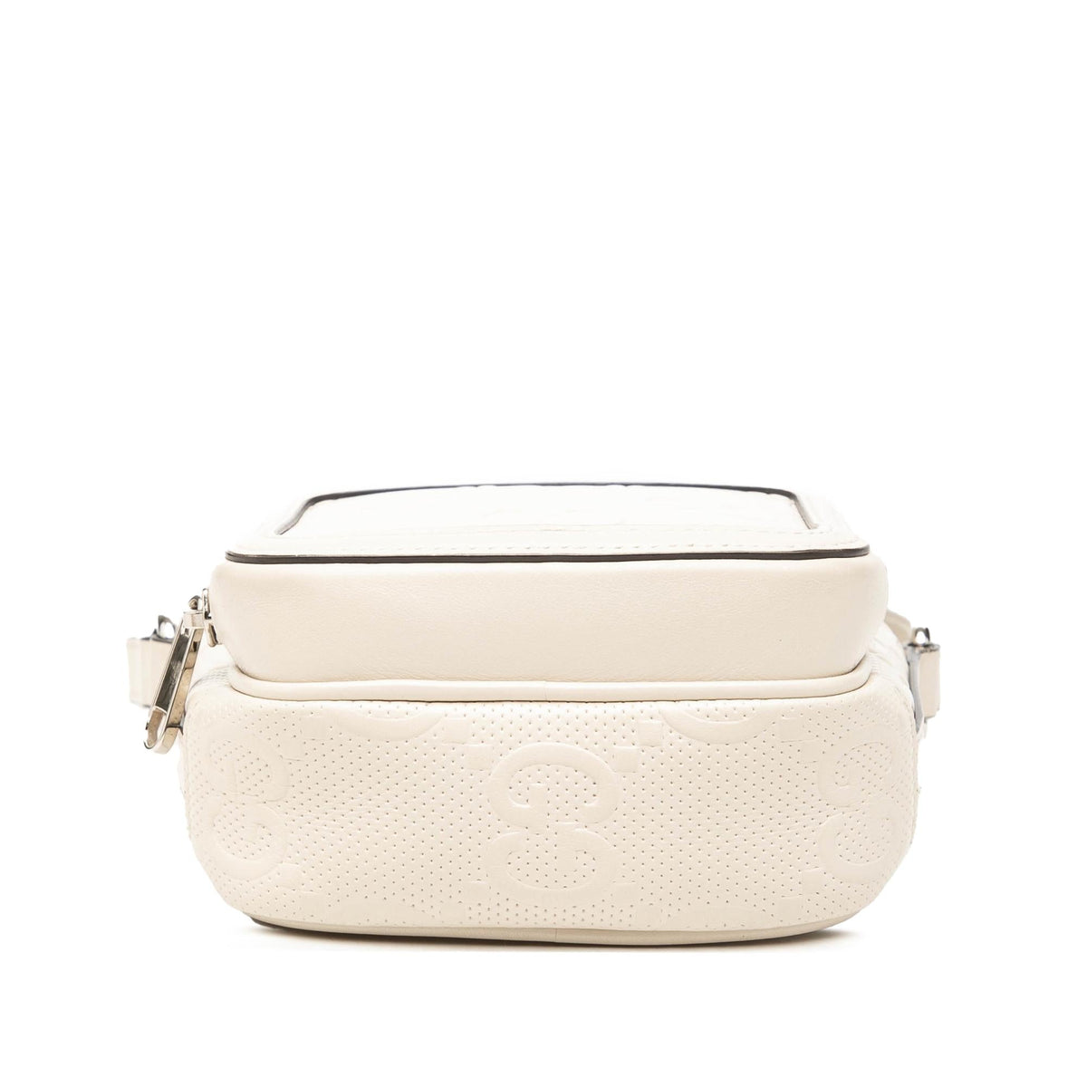 Gucci Mini GG Embossed Perforated Calfskin Satchel - White
