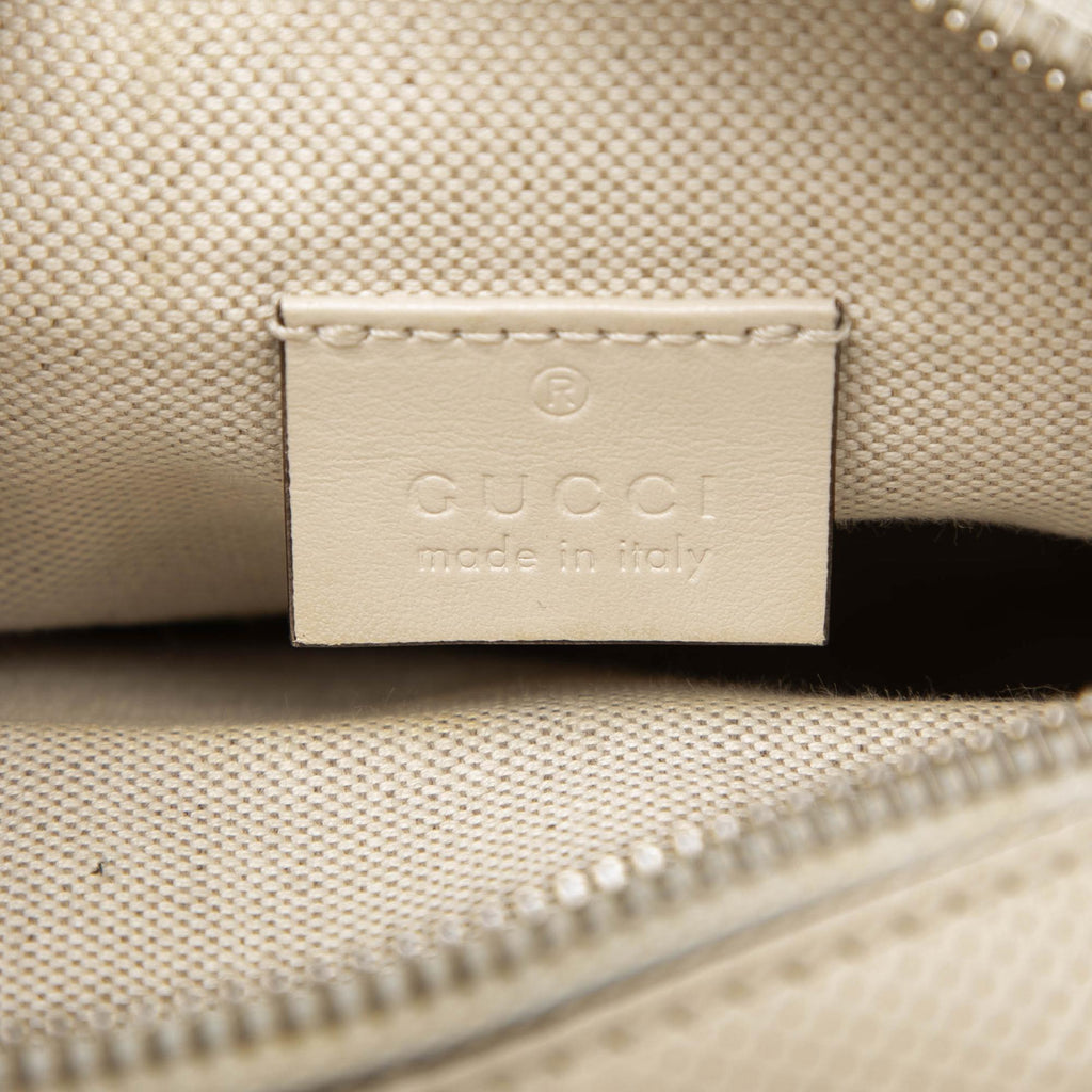 Gucci Mini GG Embossed Perforated Calfskin Satchel - White