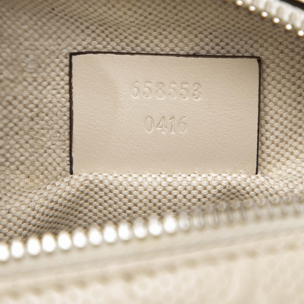 Gucci Mini GG Embossed Perforated Calfskin Satchel - White