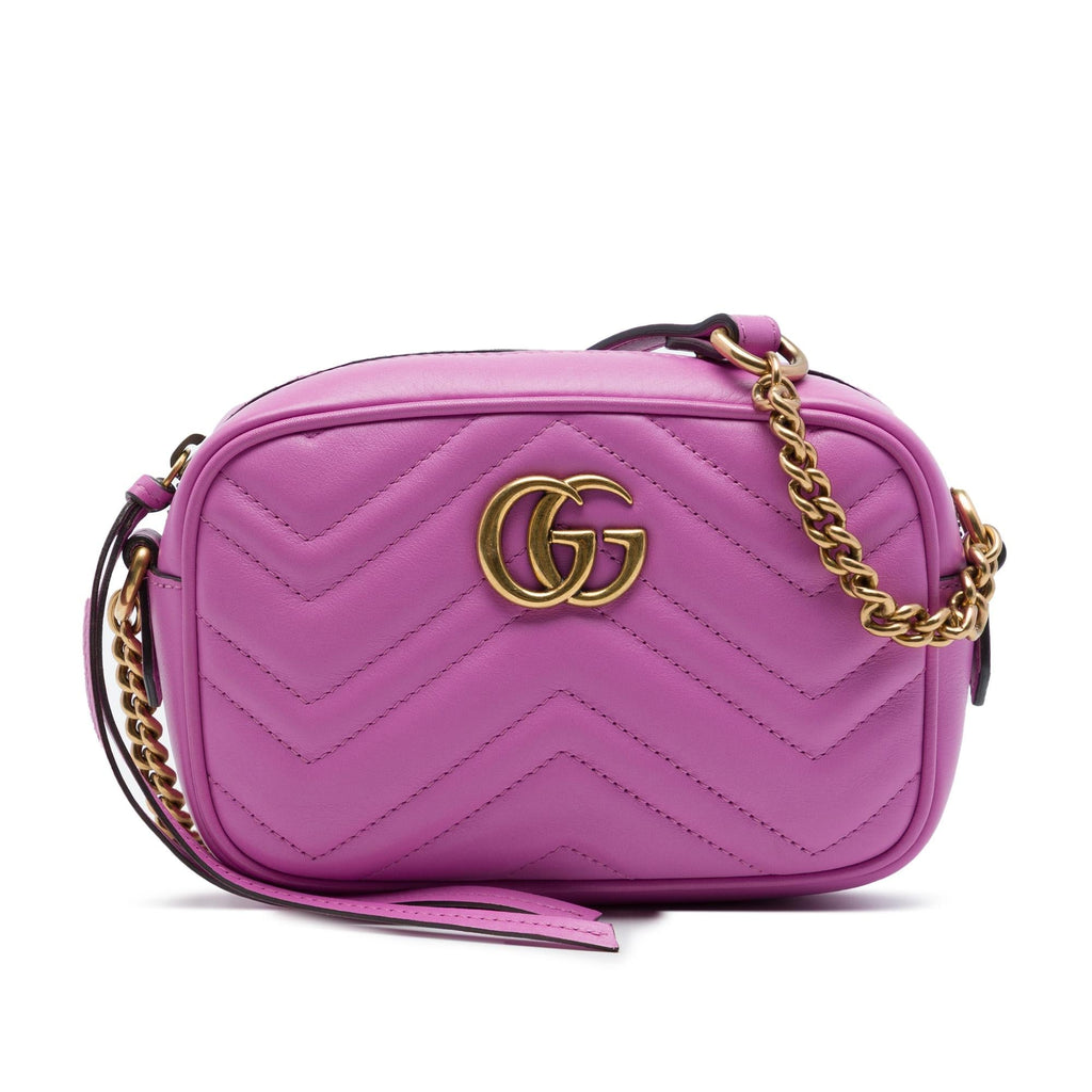 Gucci Mini GG Marmont Matelasse Calfskin Crossbody Bag - Pink