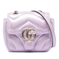 Gucci Mini GG Marmont Matelasse Iridescent Calfskin Flap Crossbody Bag - Purple