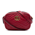 Gucci Mini GG Marmont Matelasse Leather Crossbody Bag - Red