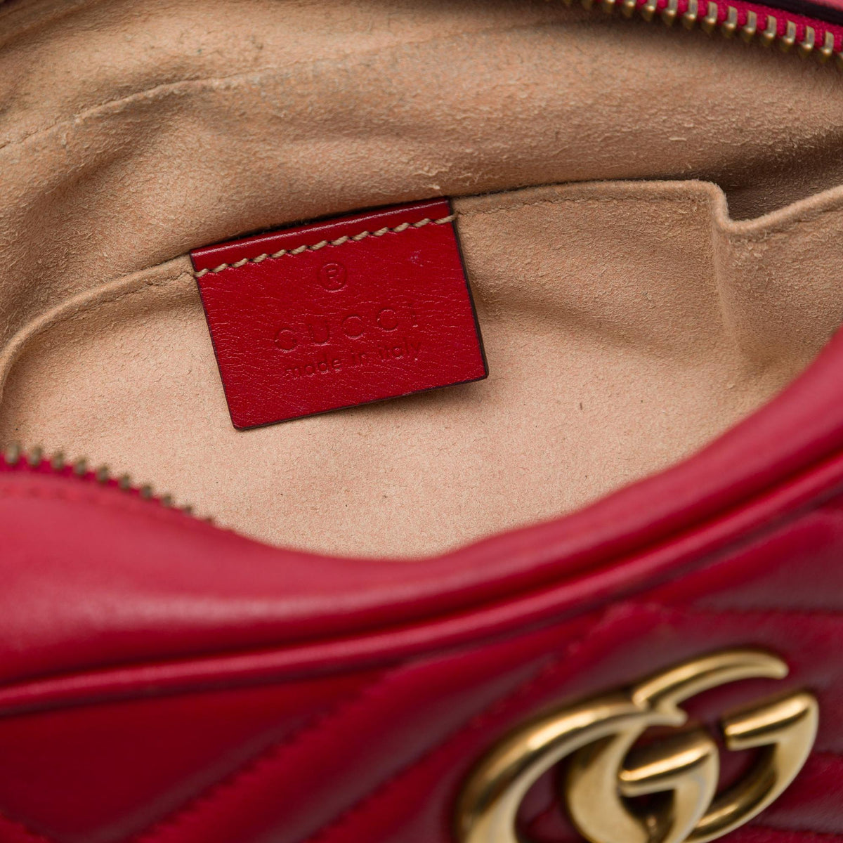 Gucci Mini GG Marmont Matelasse Leather Crossbody Bag - Red