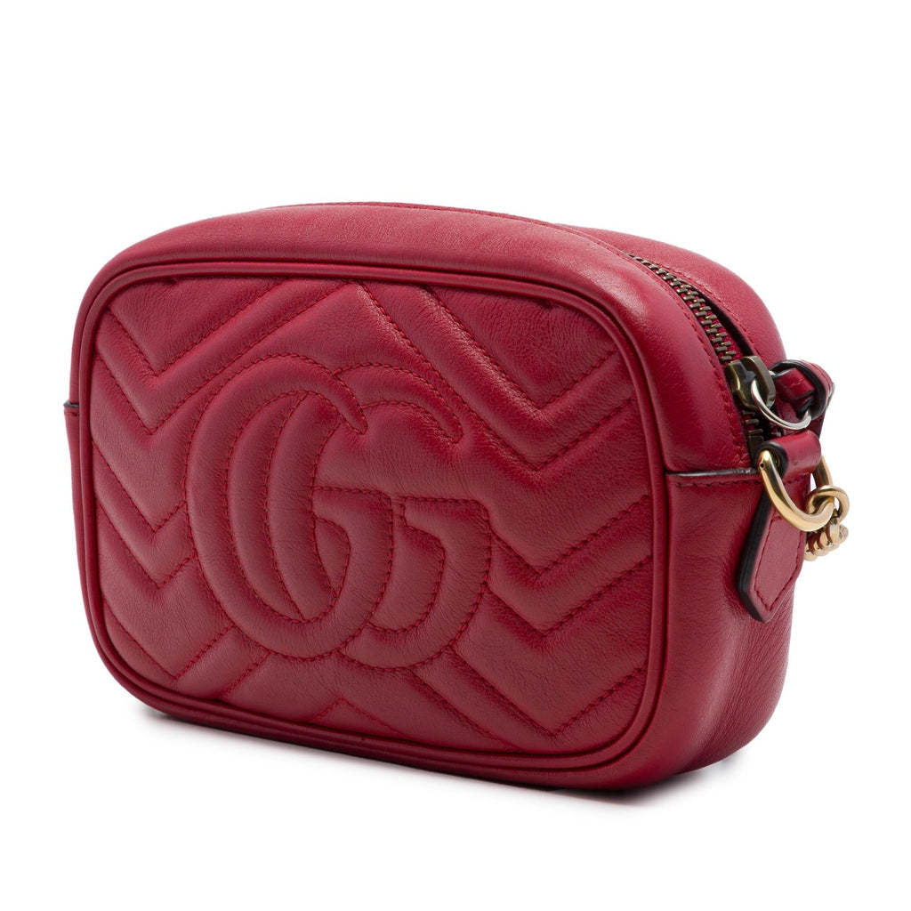 Gucci Mini GG Marmont Matelasse Leather Crossbody Bag - Red