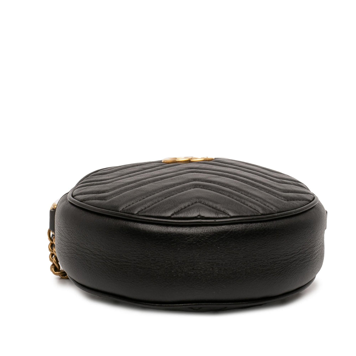 Gucci Mini GG Marmont Matelasse Leather Round Crossbody Bag - Black