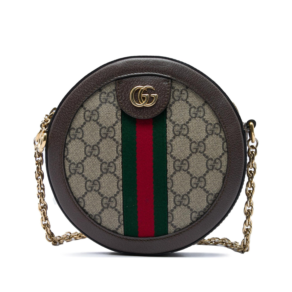 Gucci Mini GG Supreme Web Ophidia Round Crossbody Bag - Beige