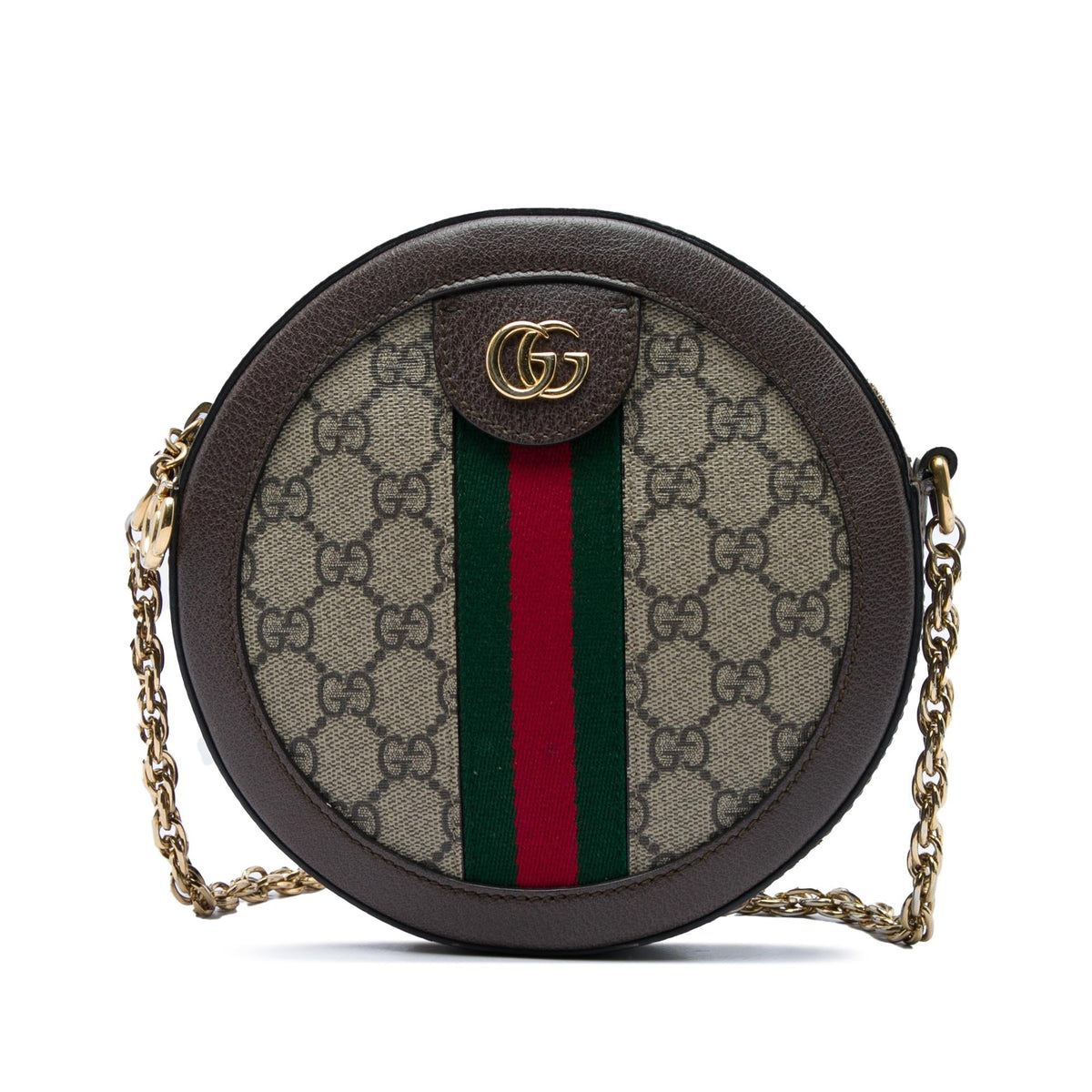 Gucci Mini GG Supreme Web Ophidia Round Crossbody Bag - Beige