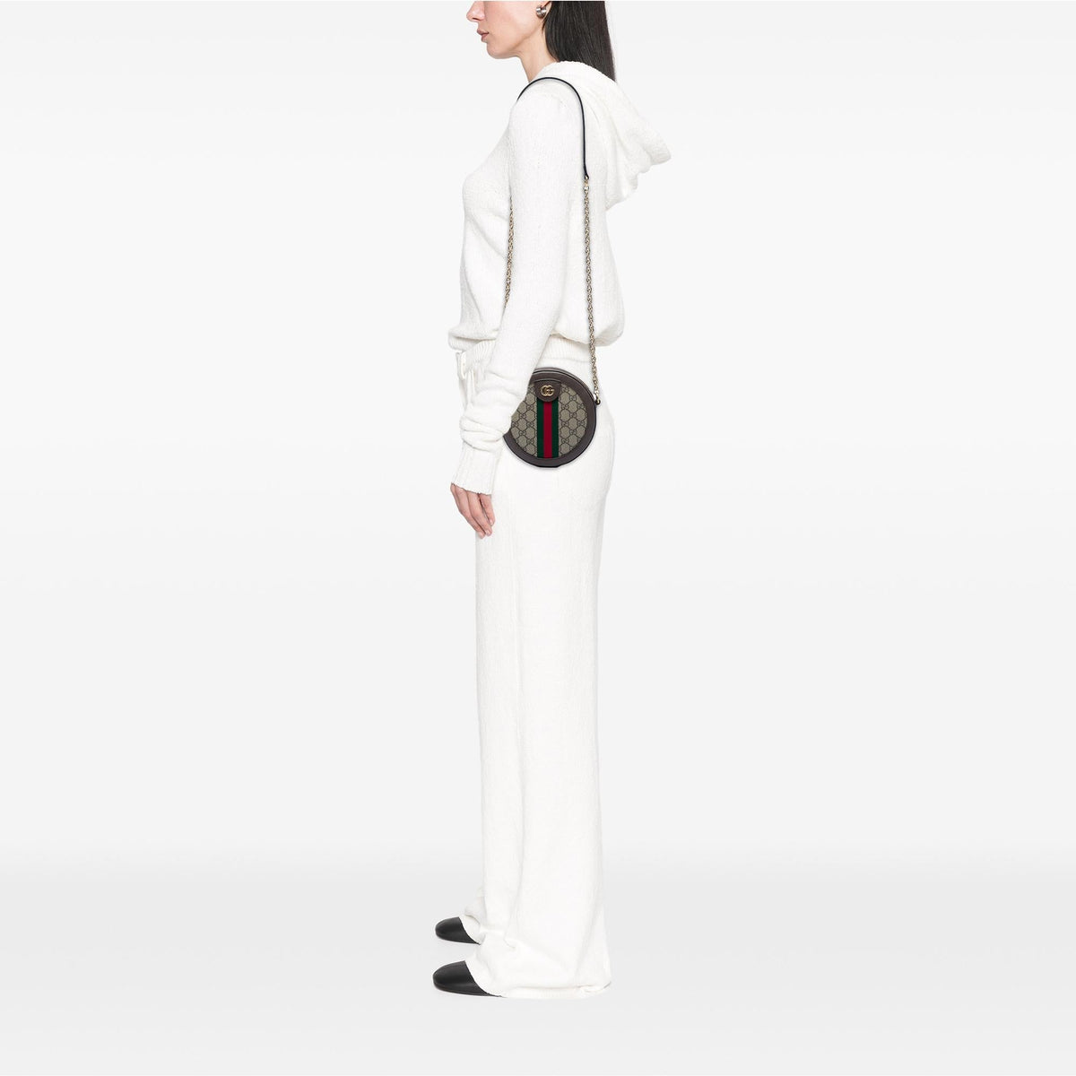 Gucci Mini GG Supreme Web Ophidia Round Crossbody Bag - Beige