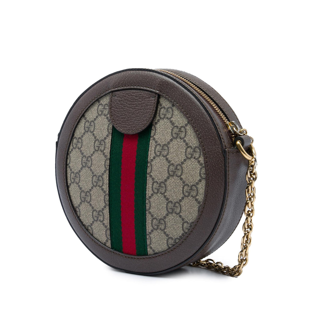 Gucci Mini GG Supreme Web Ophidia Round Crossbody Bag - Beige