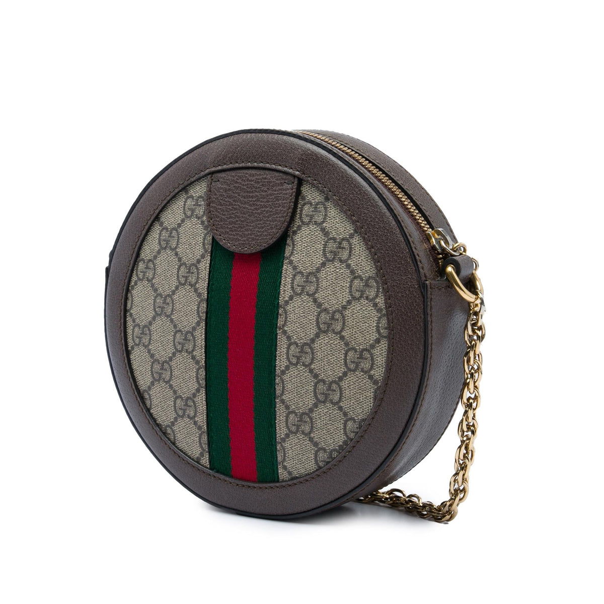 Gucci Mini GG Supreme Web Ophidia Round Crossbody Bag - Beige