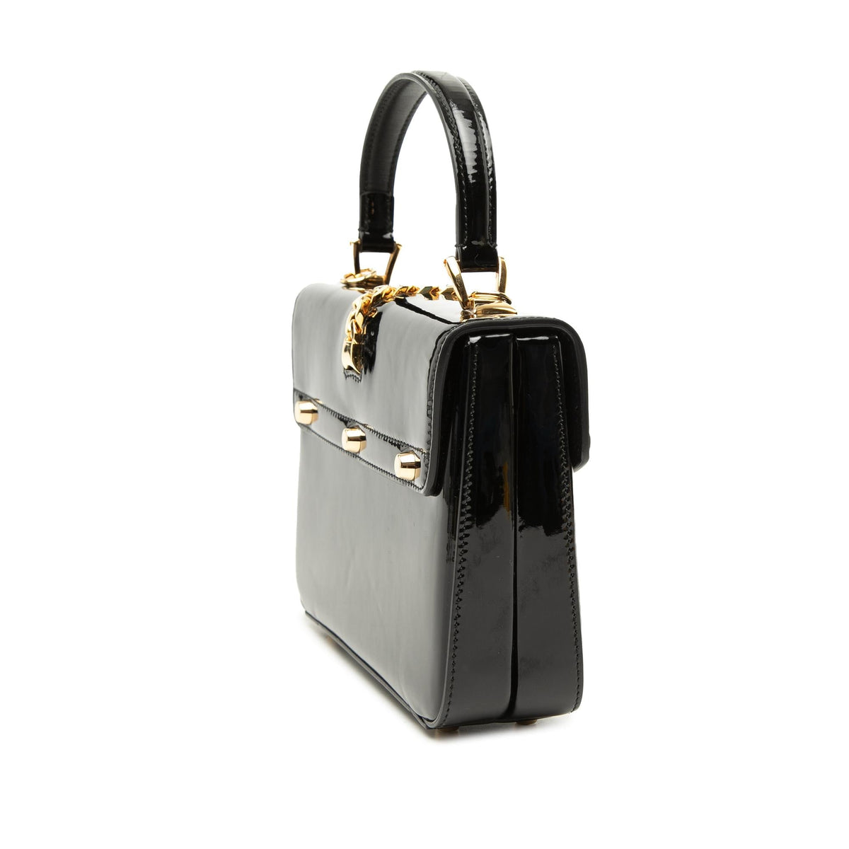 Gucci Mini Patent Sylvie 1969 Top Handle Bag - Black