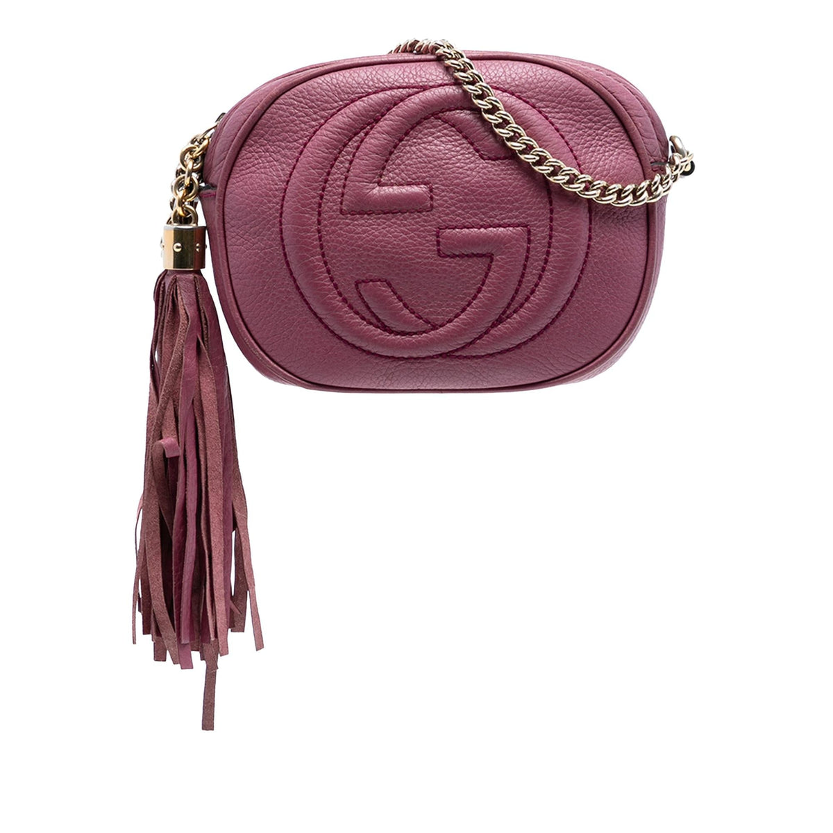 Gucci Mini Pebbled Calfskin Soho Chain Crossbody Bag - Pink