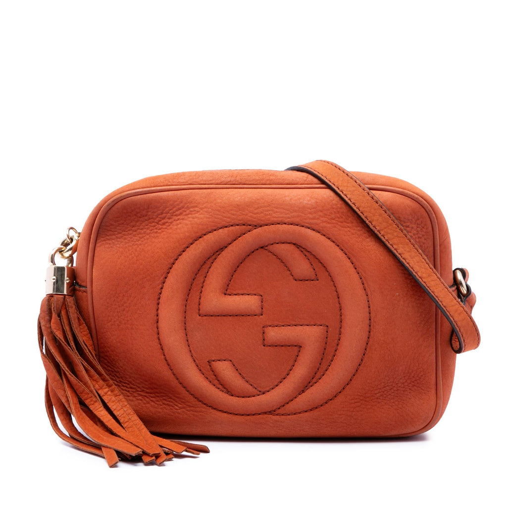 Gucci Nubuck Soho Disco Crossbody Bag - Orange