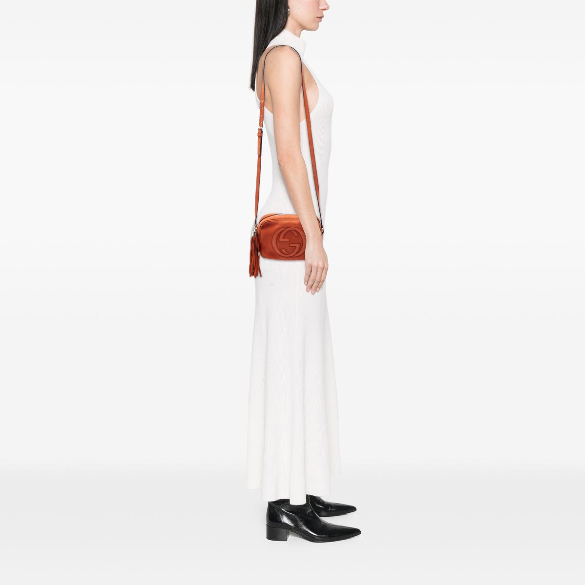 Gucci Nubuck Soho Disco Crossbody Bag - Orange