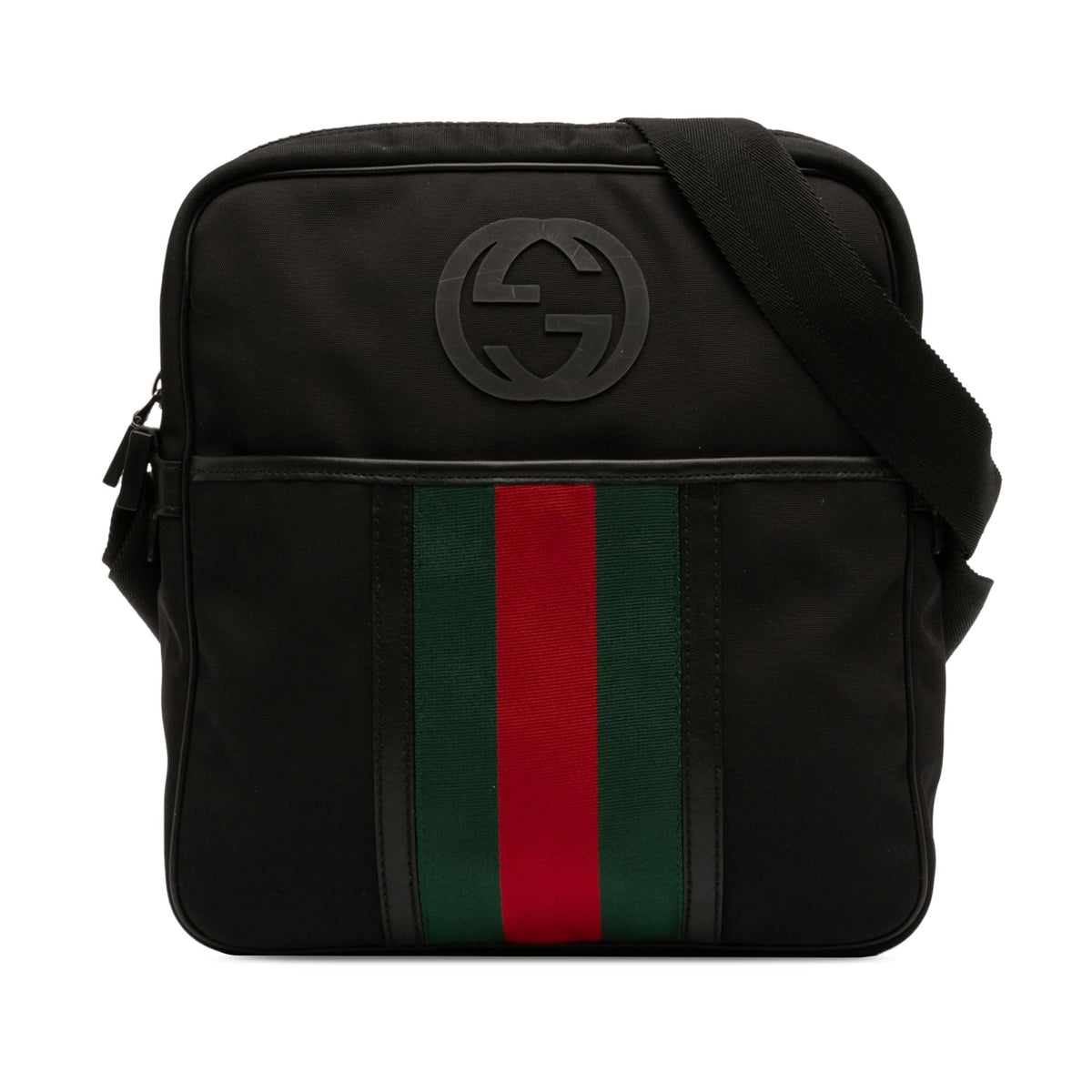 Gucci Nylon Interlocking G Web Crossbody Bag - Black