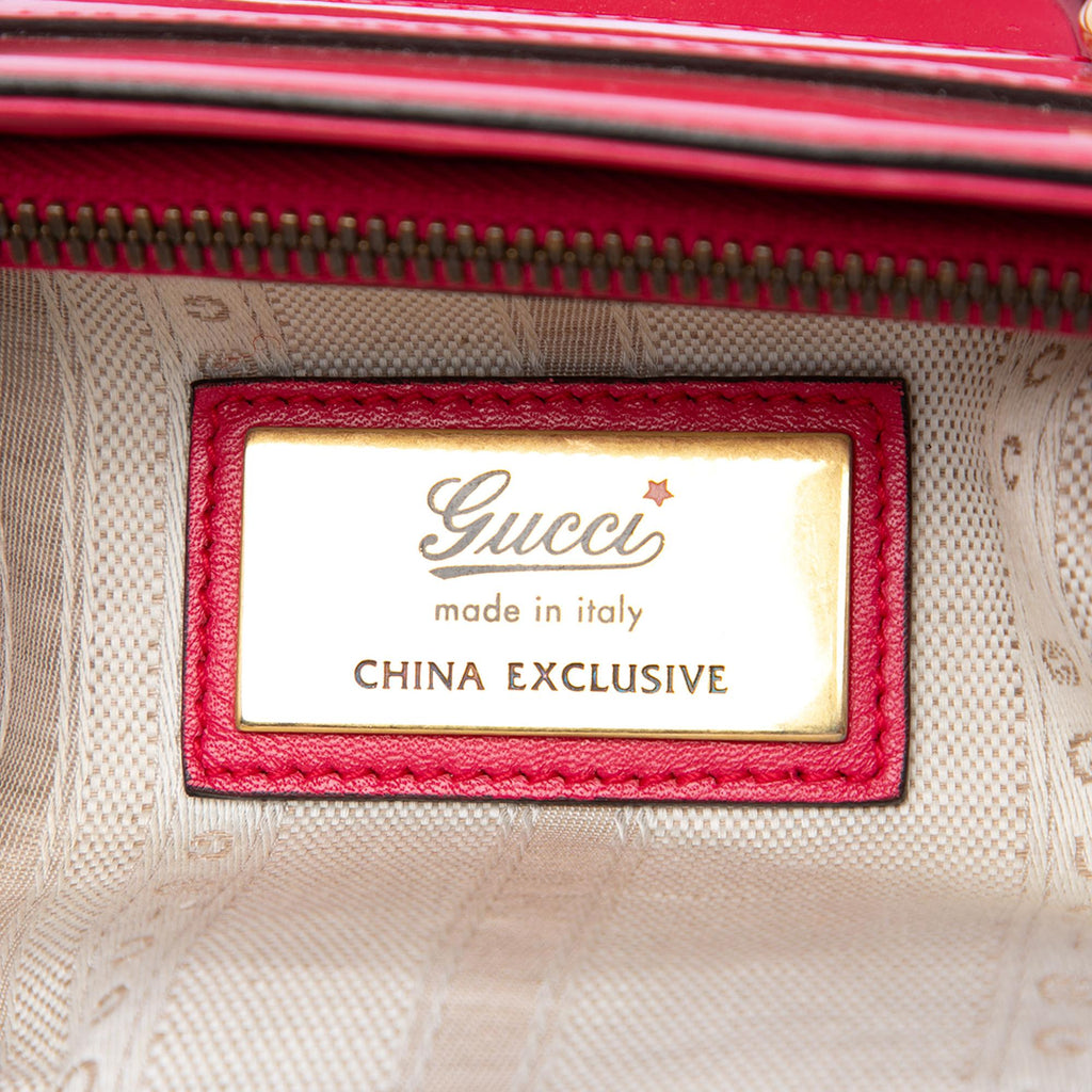 Gucci Patent Bright Bit Satchel - Pink