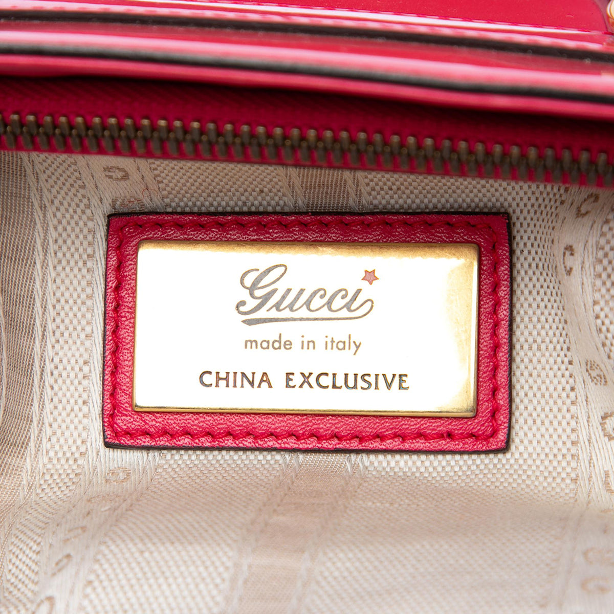 Gucci Patent Bright Bit Satchel - Pink