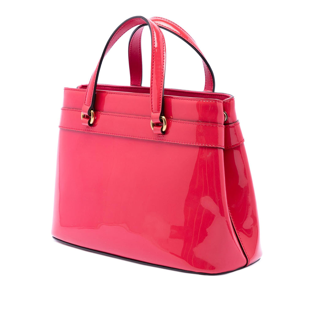Gucci Patent Bright Bit Satchel - Pink