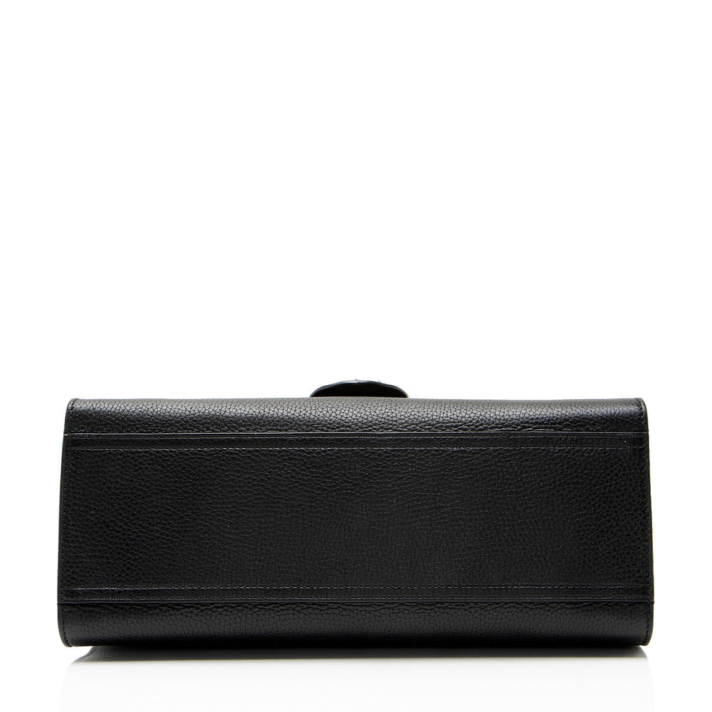 Gucci Pebbled Leather GG Marmont Top Handle Satchel - Black
