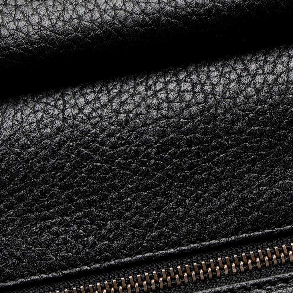 Gucci Pebbled Leather GG Marmont Top Handle Satchel - Black