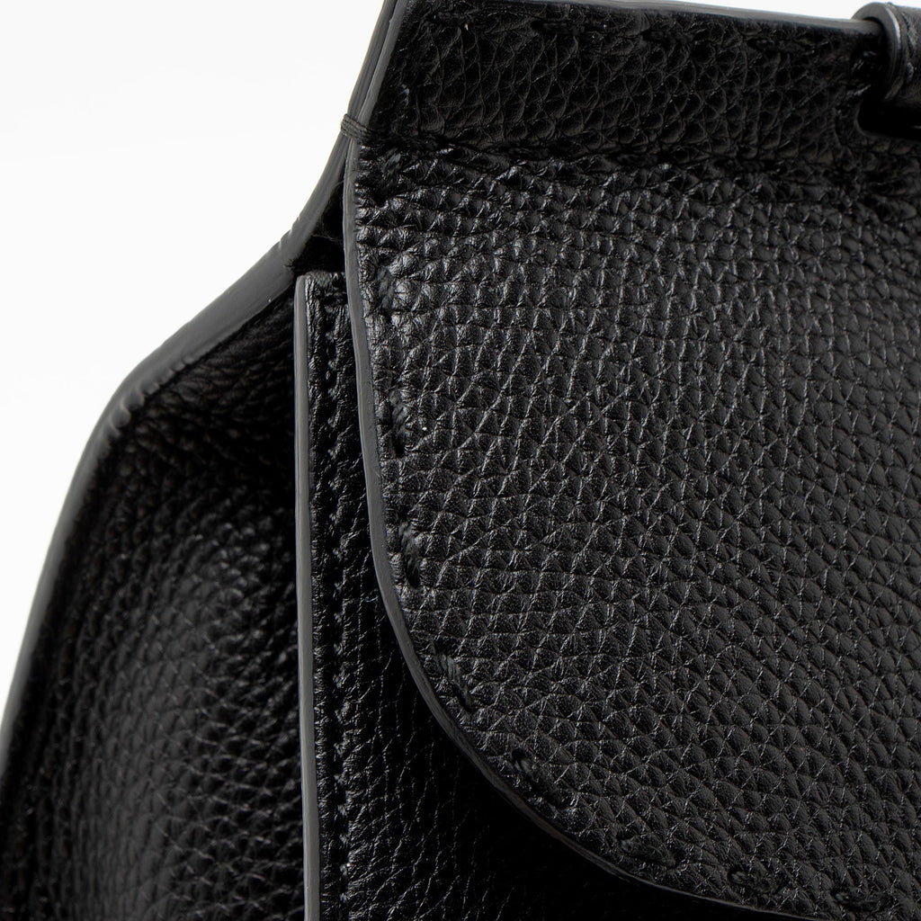 Gucci Pebbled Leather GG Marmont Top Handle Satchel - Black