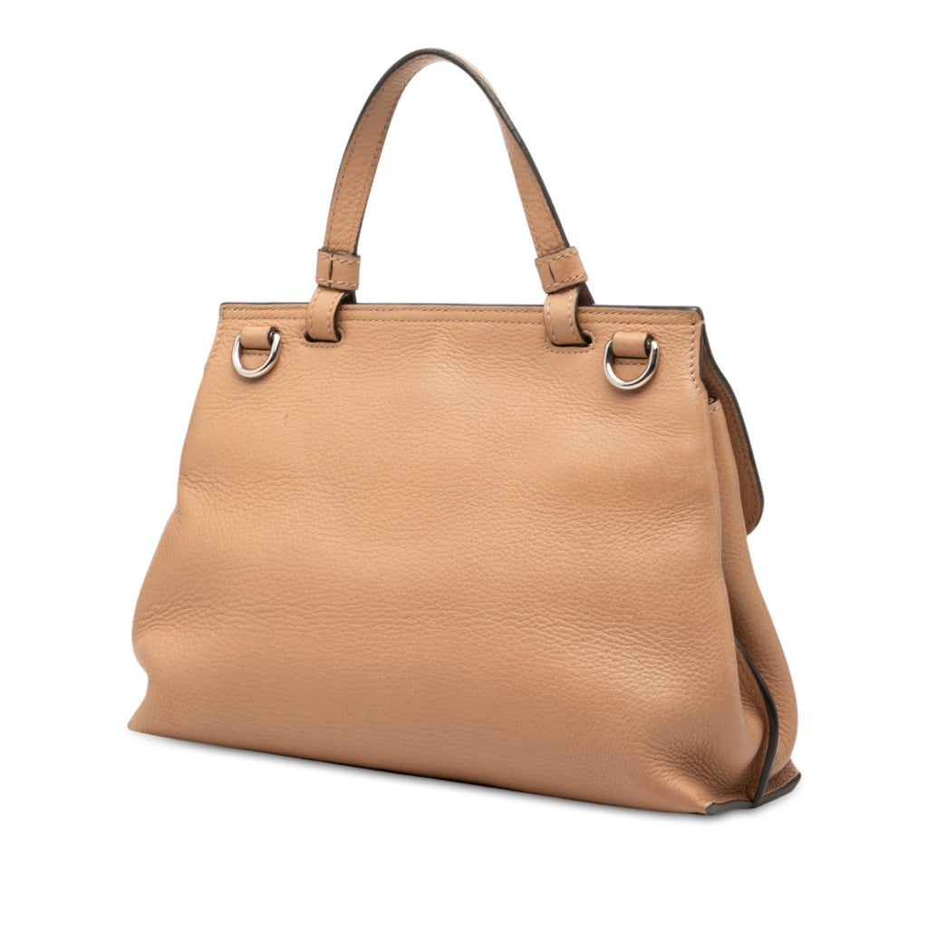Gucci Small Calfskin Bamboo Daily Satchel - Beige