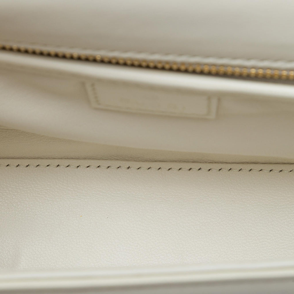 Gucci Small Calfskin Bamboo Diva Top Handle Bag - White