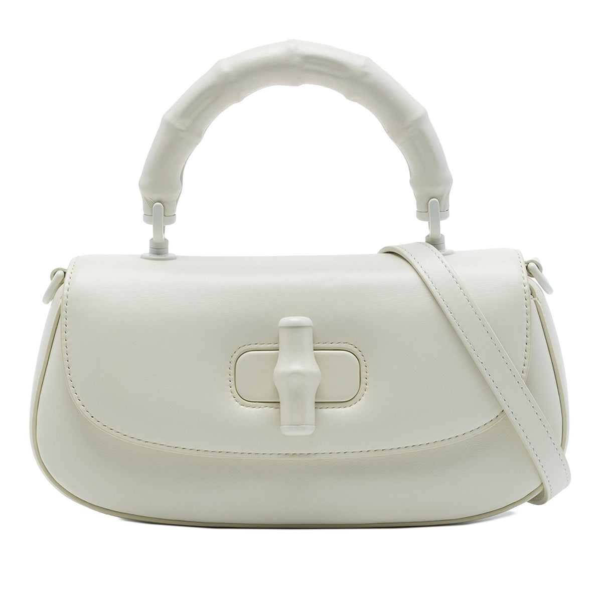 Gucci Small Calfskin Bamboo Diva Top Handle Bag - White
