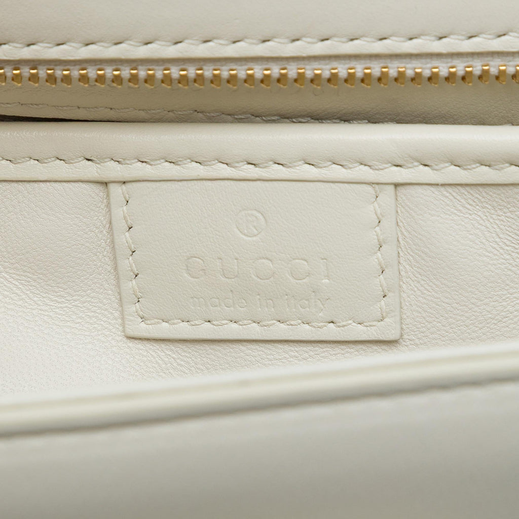 Gucci Small Calfskin Bamboo Diva Top Handle Bag - White