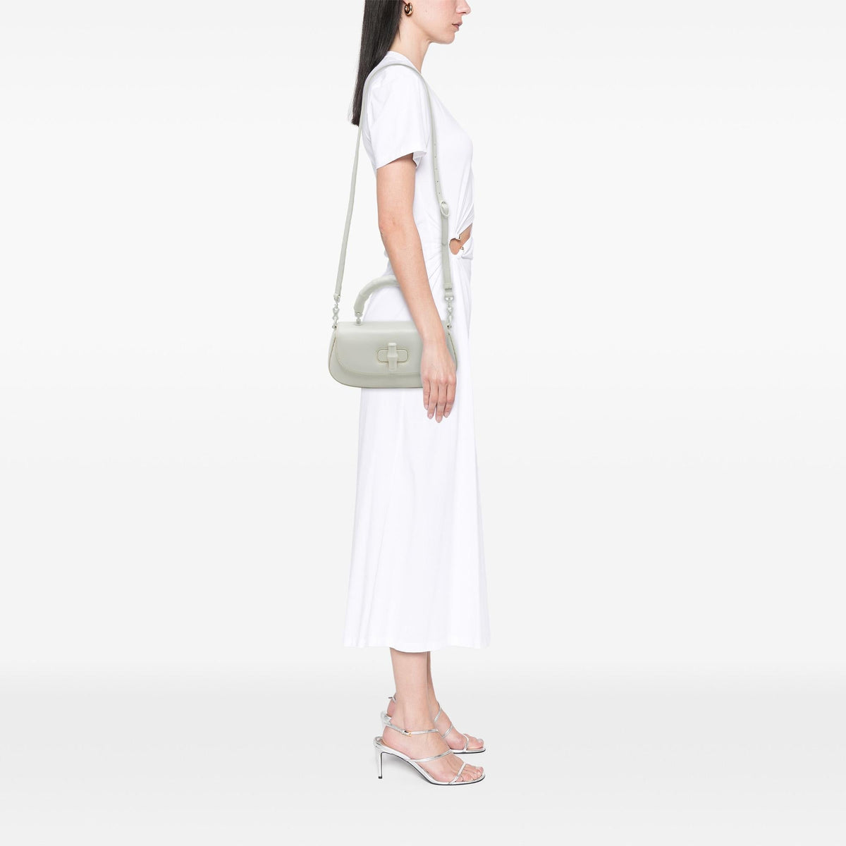 Gucci Small Calfskin Bamboo Diva Top Handle Bag - White