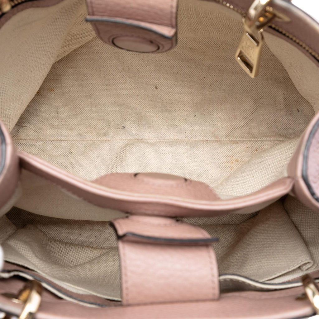 Gucci Small Calfskin Bamboo Shopper Satchel - Pink