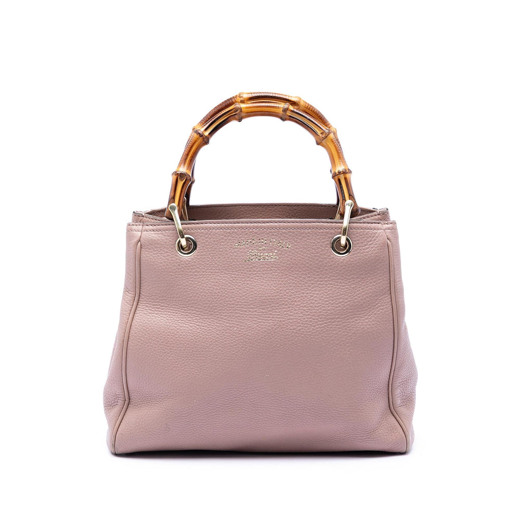 Gucci Small Calfskin Bamboo Shopper Satchel - Pink