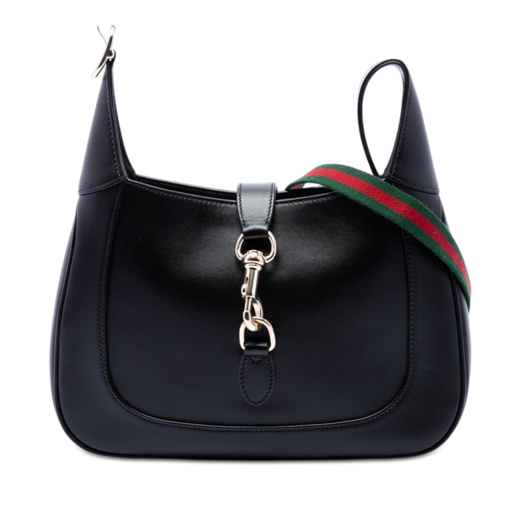 Gucci Small Calfskin Web Jackie 1961 Crossbody Bag - Black