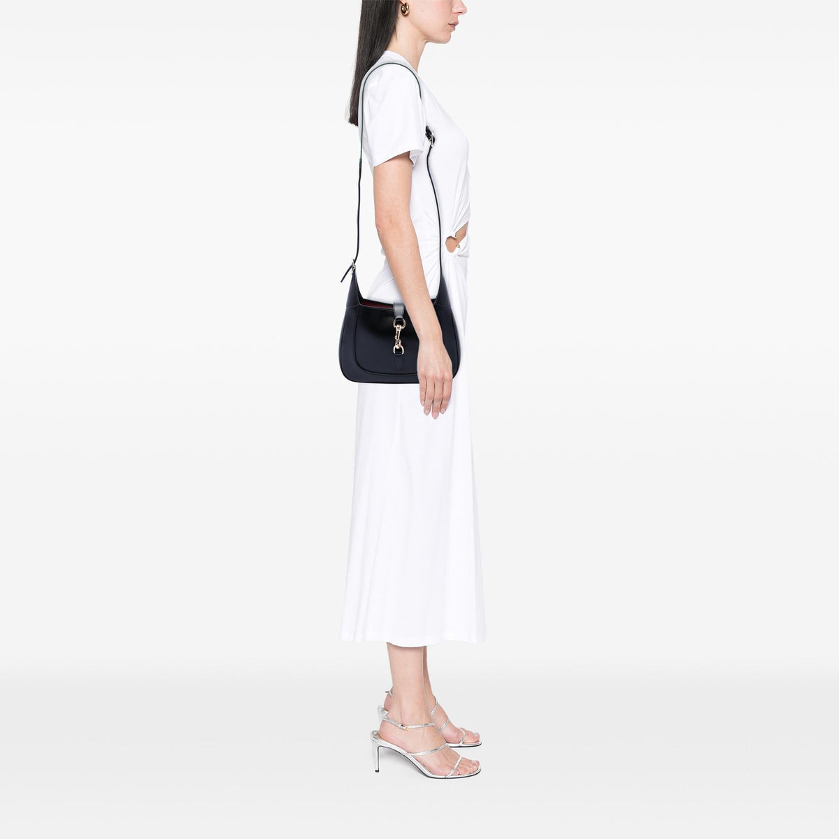 Gucci Small Calfskin Web Jackie 1961 Crossbody Bag - Black