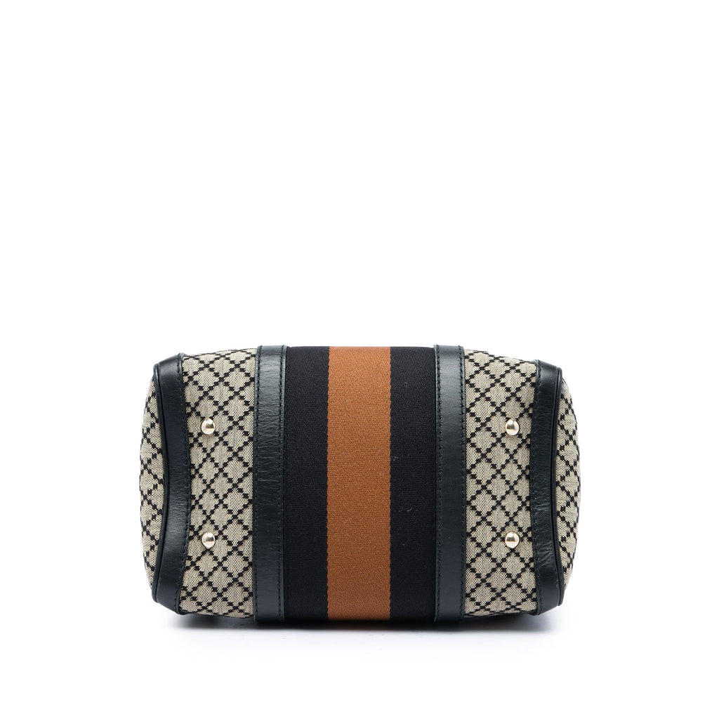 Gucci Small Diamante Canvas Web Joy Boston Bag - Beige
