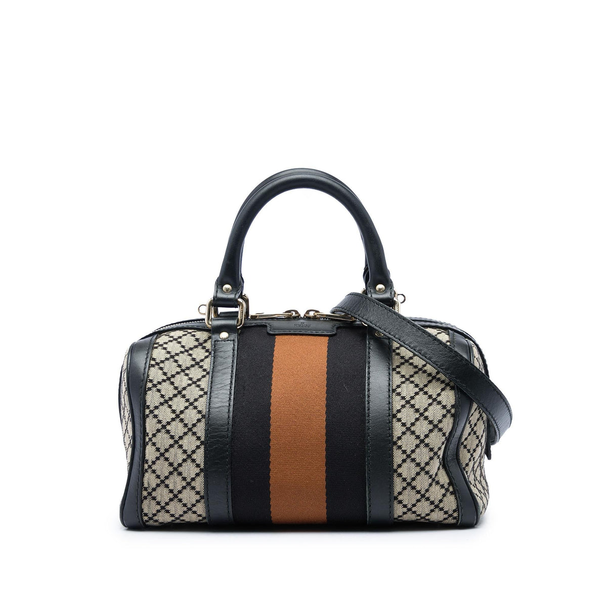Gucci Small Diamante Canvas Web Joy Boston Bag - Beige