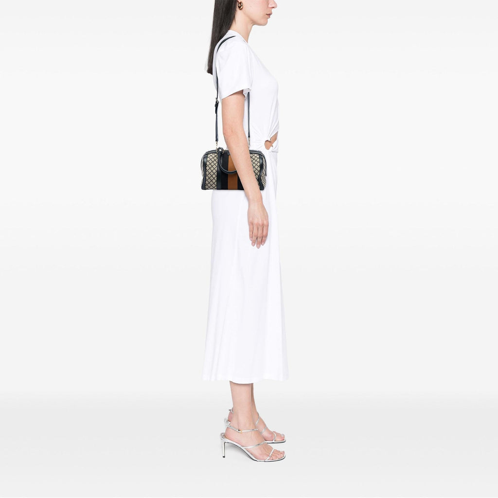 Gucci Small Diamante Canvas Web Joy Boston Bag - Beige