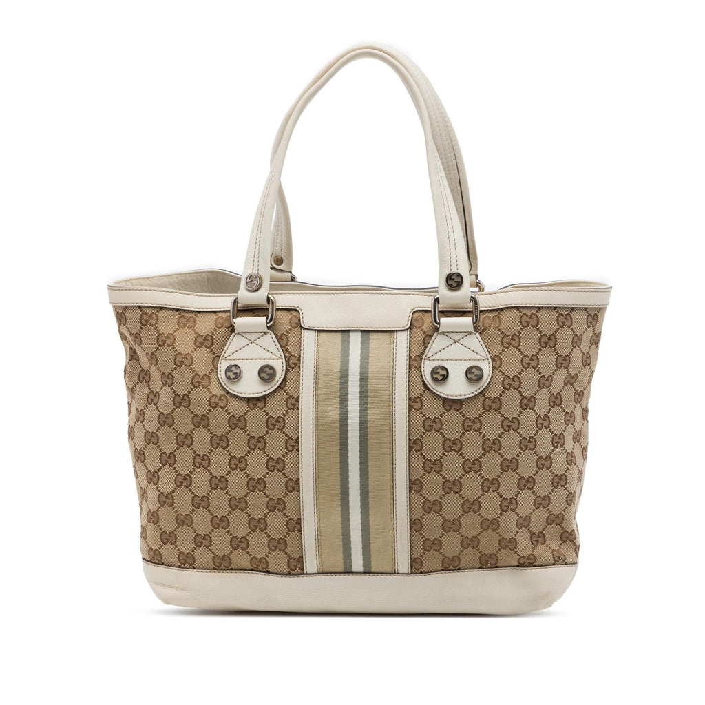 Gucci Small GG Canvas Web Libeccio Sunset Tote Bag - Beige