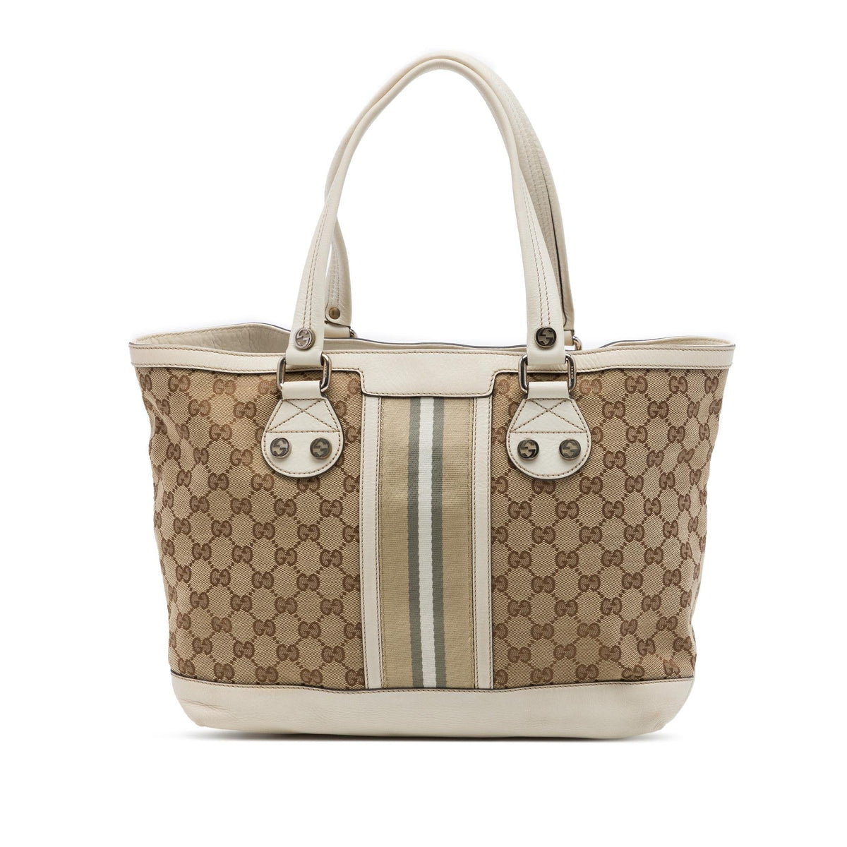 Gucci Small GG Canvas Web Libeccio Sunset Tote Bag - Beige