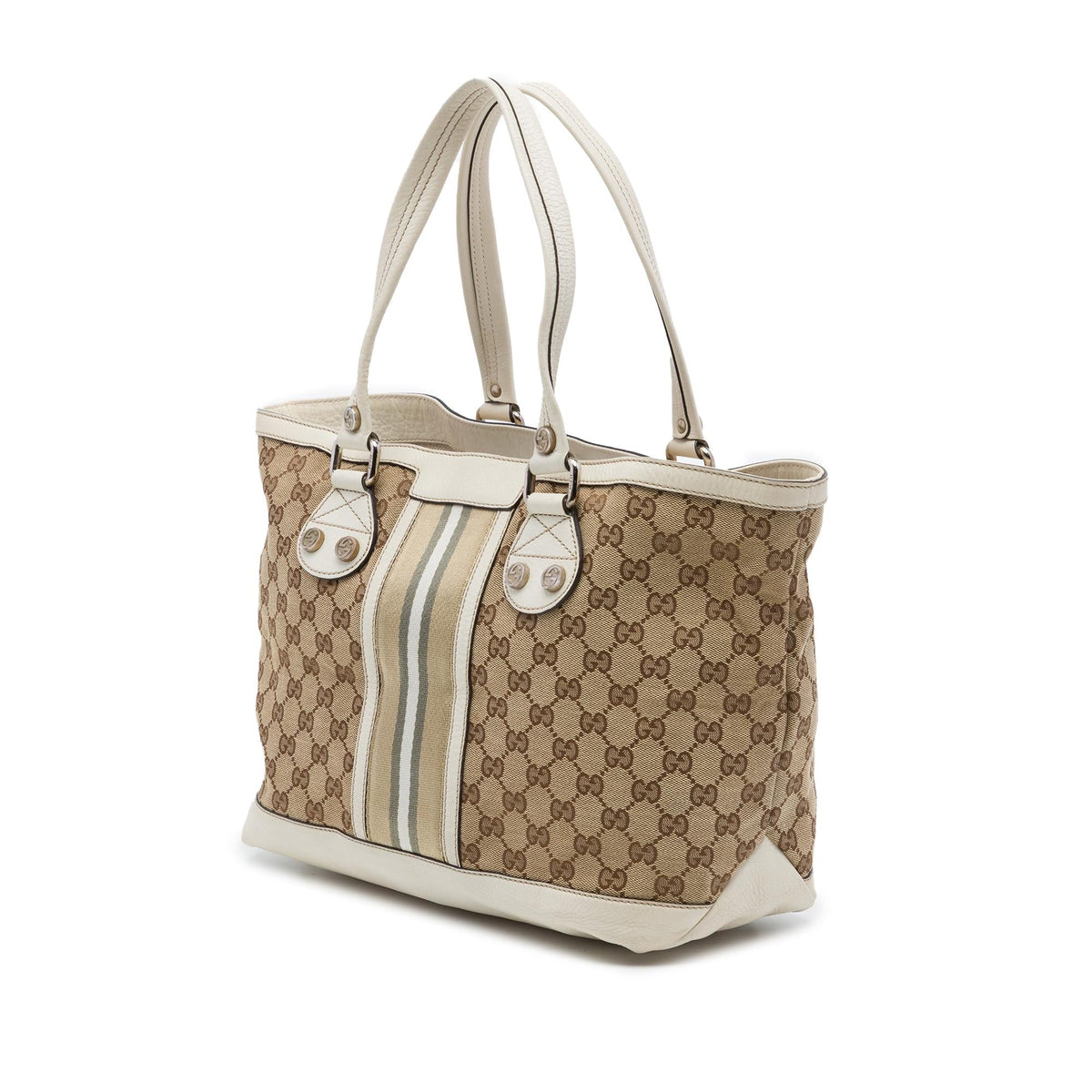 Gucci Small GG Canvas Web Libeccio Sunset Tote Bag - Beige