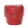 Gucci Small GG Marmont Matelasse Calfskin Bucket Bag - Red